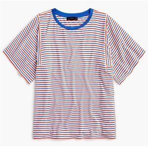 J. Crew Striped Short Sleeve Tee - Red, Blue, White
